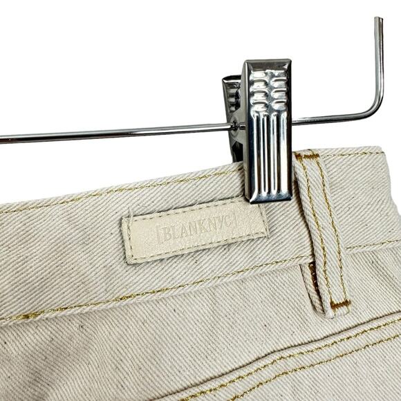 Blank NYC Ivory Painter’s Denim High Rise Crop Straight Jeans Gold Trim Size 28 - Picture 9 of 15